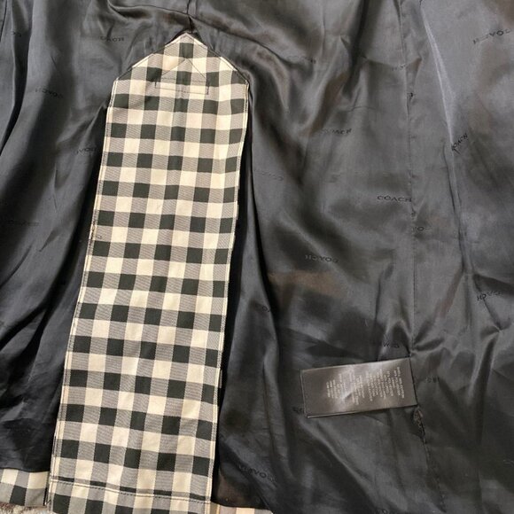 Coach Check Trench Coat – Black & White Gingham – Size 0 – With Belt - Picture 8 of 12